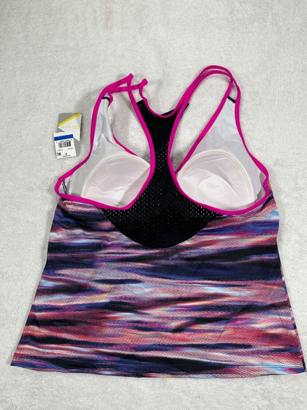 Go Gossip Womens Racerback Tankini Top XL Multicolor Padded Adjustable - Picture 4 of 10